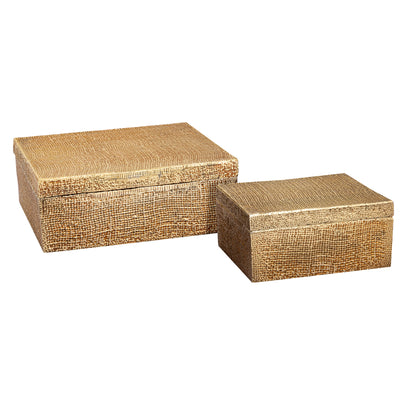 ELK SIGNATURE H0807-10662 Square Linen Texture Box - Large Brass