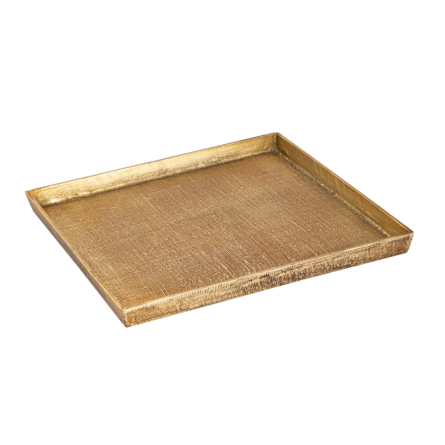 ELK SIGNATURE H0807-10664/S2 Square Linen Texture Tray - Set of 2 Brass