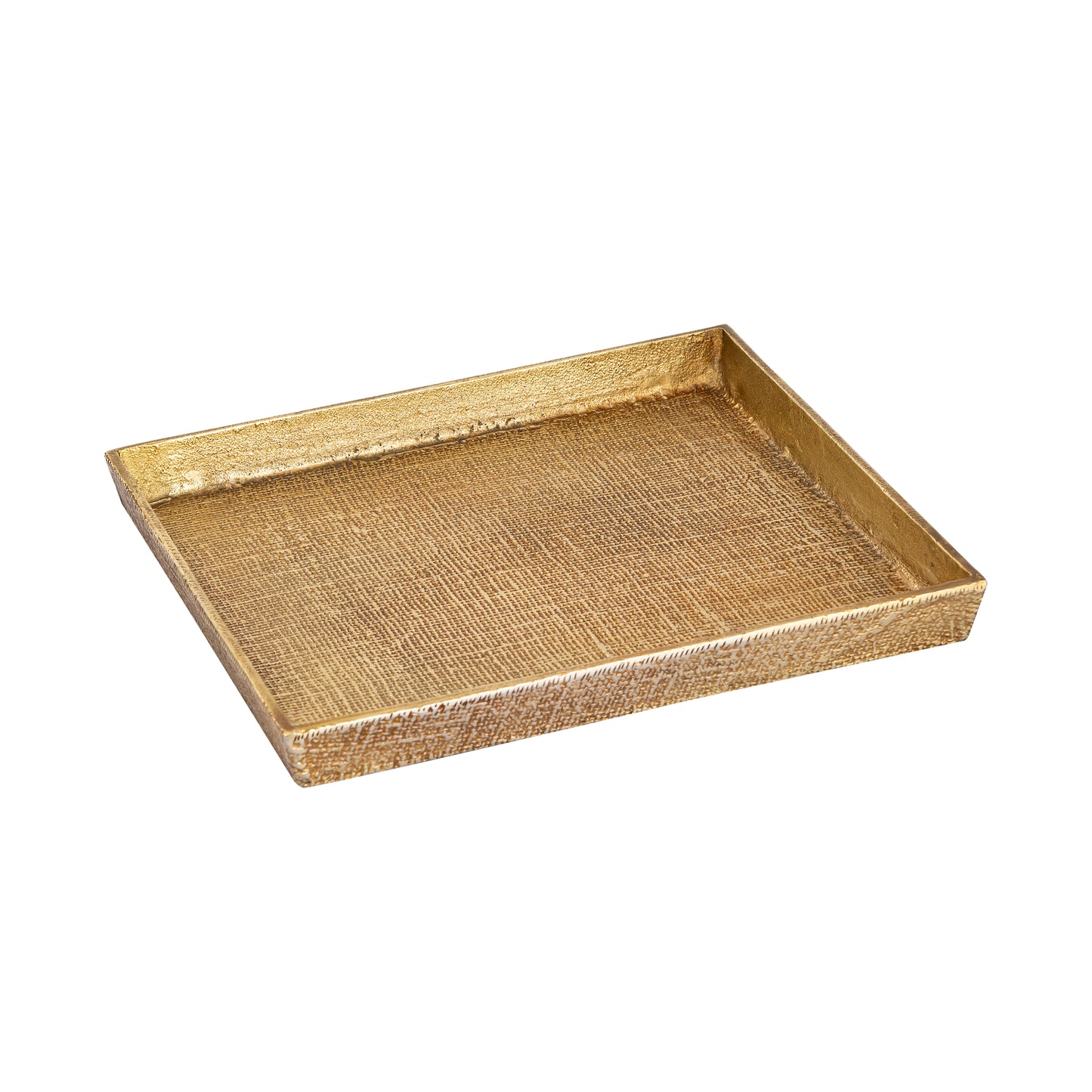 ELK SIGNATURE H0807-10664/S2 Square Linen Texture Tray - Set of 2 Brass