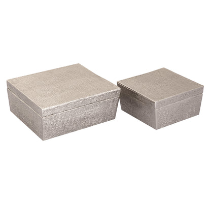 ELK SIGNATURE H0807-10665 Square Linen Texture Box - Large Nickel