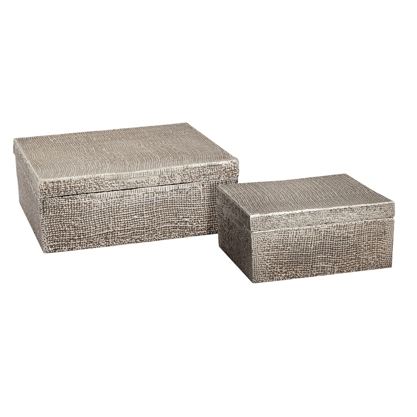 ELK SIGNATURE H0807-10666 Square Linen Texture Box - Small Nickel