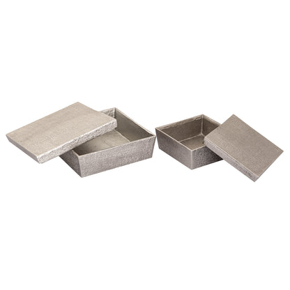 ELK SIGNATURE H0807-10666 Square Linen Texture Box - Small Nickel