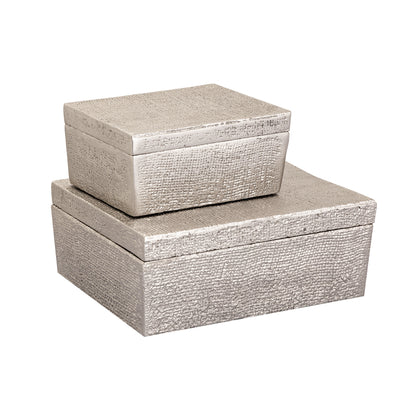 ELK SIGNATURE H0807-10666 Square Linen Texture Box - Small Nickel