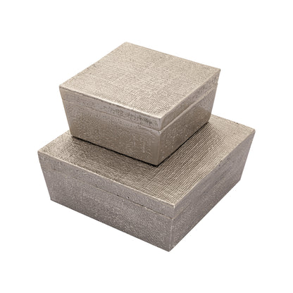 ELK SIGNATURE H0807-10666 Square Linen Texture Box - Small Nickel