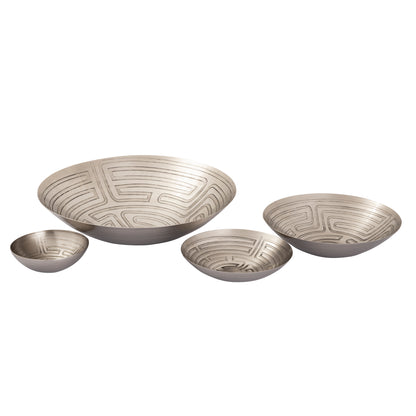 ELK SIGNATURE H0807-10671/S3 Maze Etched Bowl - Set of 3 Nickel