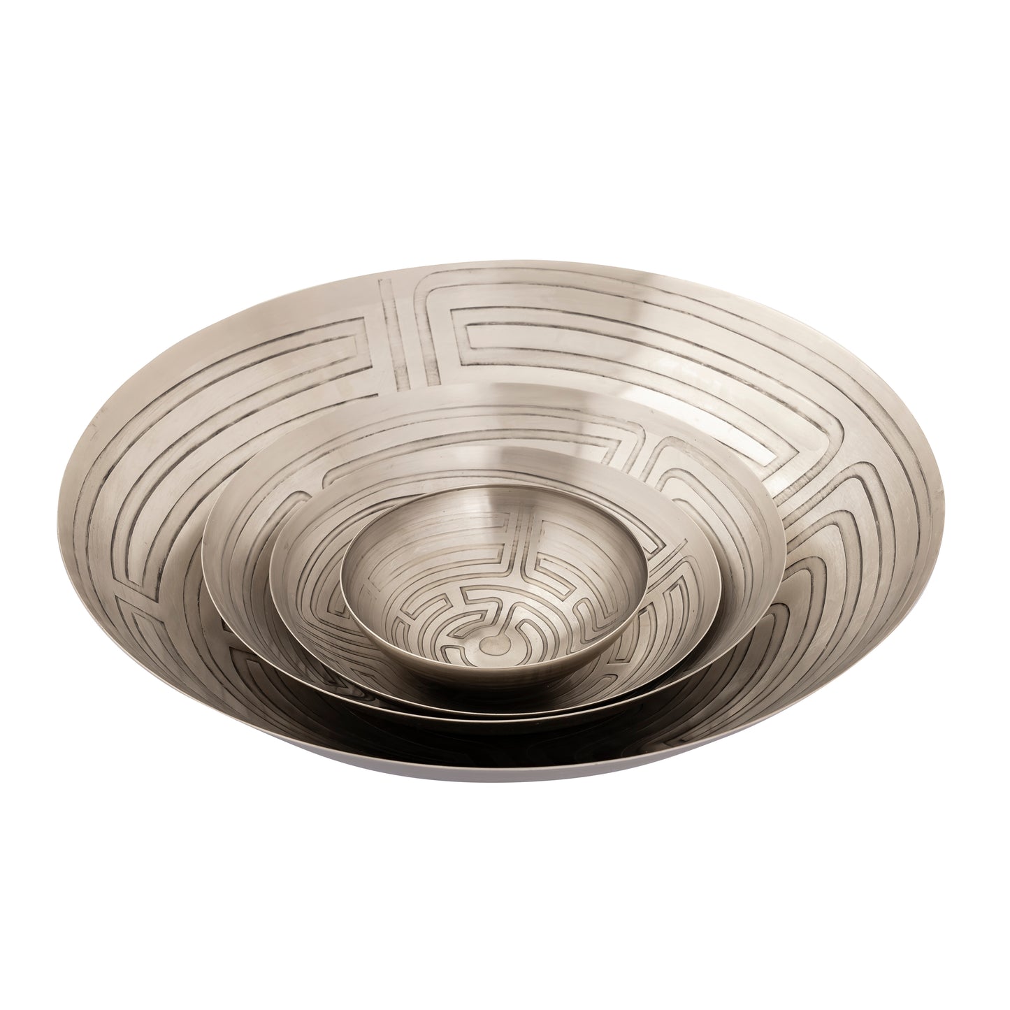 ELK SIGNATURE H0807-10671/S3 Maze Etched Bowl - Set of 3 Nickel