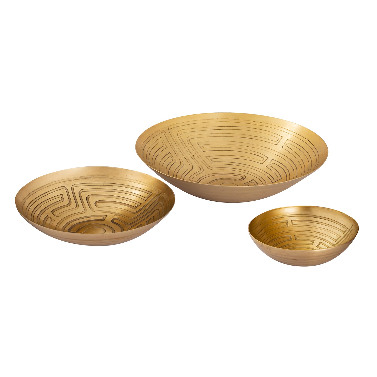 ELK SIGNATURE H0807-10673/S3 Maze Etched Bowl - Set of 3 Brass