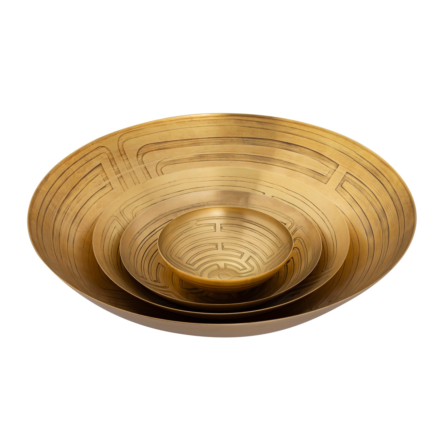 ELK SIGNATURE H0807-10673/S3 Maze Etched Bowl - Set of 3 Brass