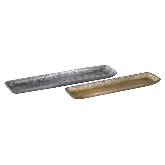 ELK SIGNATURE H0807-9245/S2 Louk Tray - Set of 2 Silver and Brass