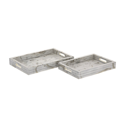 ELK SIGNATURE H0807-9765/S2 Eaton Etched Tray - Set of 2 White