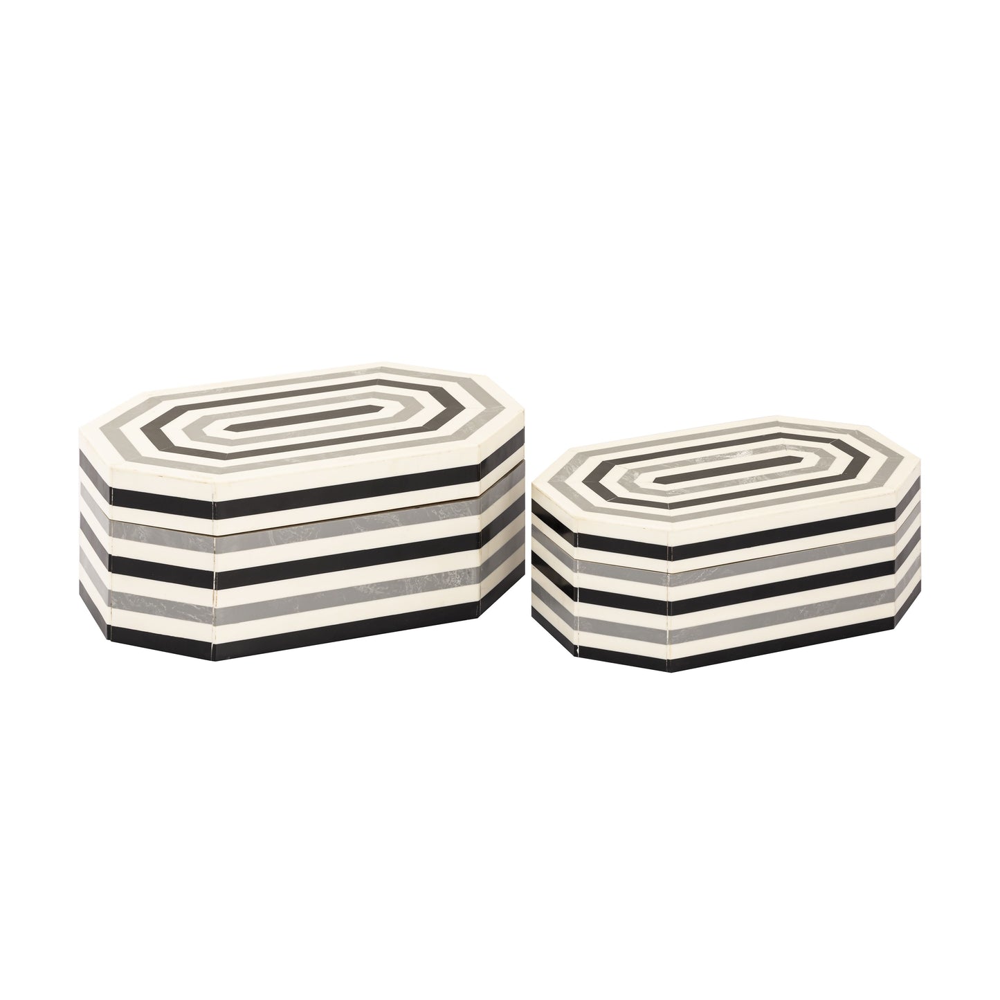 ELK SIGNATURE H0807-9768/S2 Octagonal Striped Box - Set of 2 White