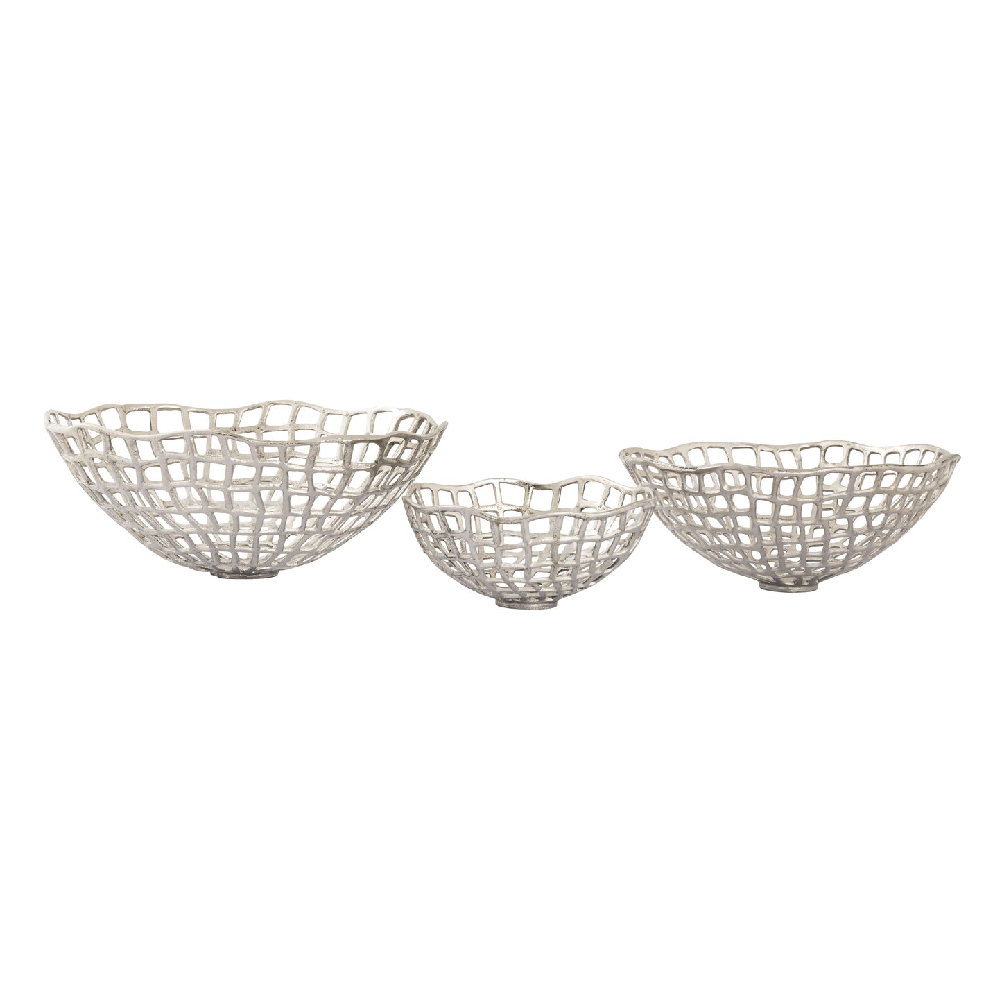 ELK SIGNATURE H0807-9794/S3 Shore Weave Basket - Set of 3 Nickel