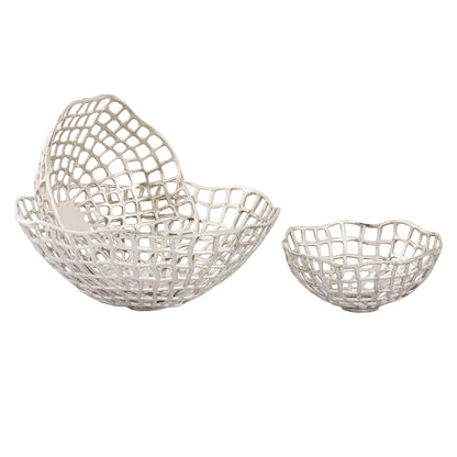 ELK SIGNATURE H0807-9794/S3 Shore Weave Basket - Set of 3 Nickel