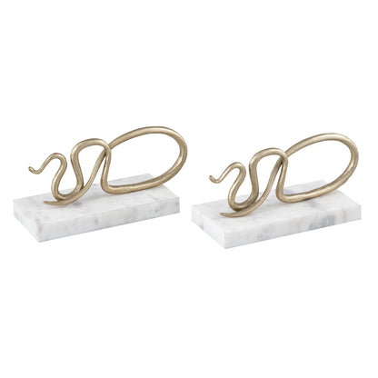 ELK SIGNATURE H0897-10932/S2 Snake Bookend - Set of 2 Polished Brass