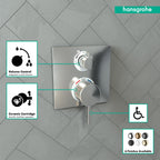 HANSGROHE 15712001 Ecostat Square Thermostatic Trim with Volume Control - Chrome