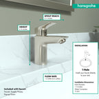 HANSGROHE 71100821 Logis Single-Hole Faucet 100 with Pop-Up Drain, 1.2 GPM - Brushed Nickel