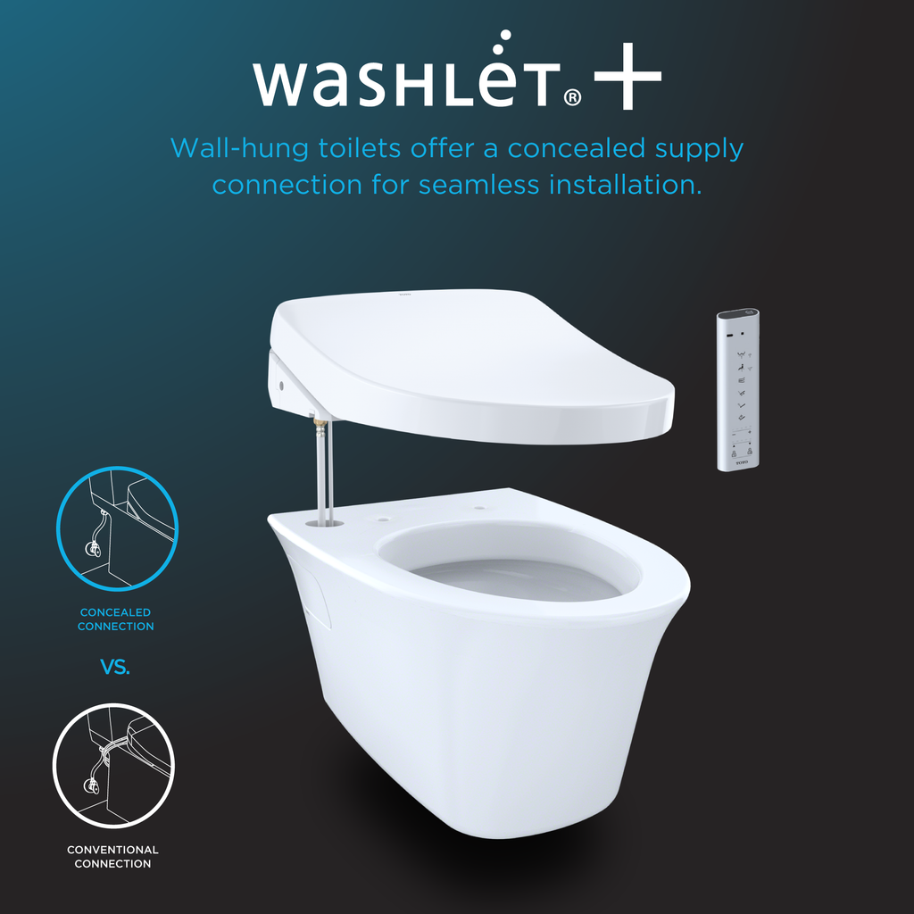 TOTO CWT4283074CMFG#MS Washlet+ Ep Wall-Hung Elongated Toilet And Washlet C2 Bidet Seat And Duofit In-Wall 0.9 And 1.28 Gpf Dual-Flush Tank System - Matte Silver