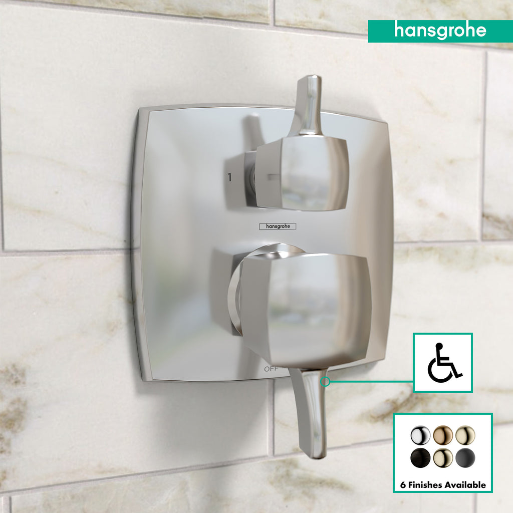 HANSGROHE 15865001 Ecostat Classic Pressure Balance Trim Classic Square with Diverter - Chrome