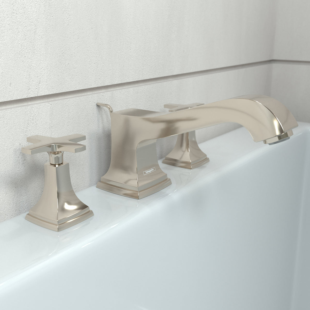 HANSGROHE 31430831 Metropol Classic 3-Hole Roman Tub Set Trim with Cross Handles - Polished Nickel