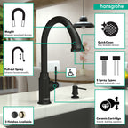 HANSGROHE 04215670 Talis C HighArc Kitchen Faucet, 2-Spray Pull-Down, 1.75 GPM - Matte Black
