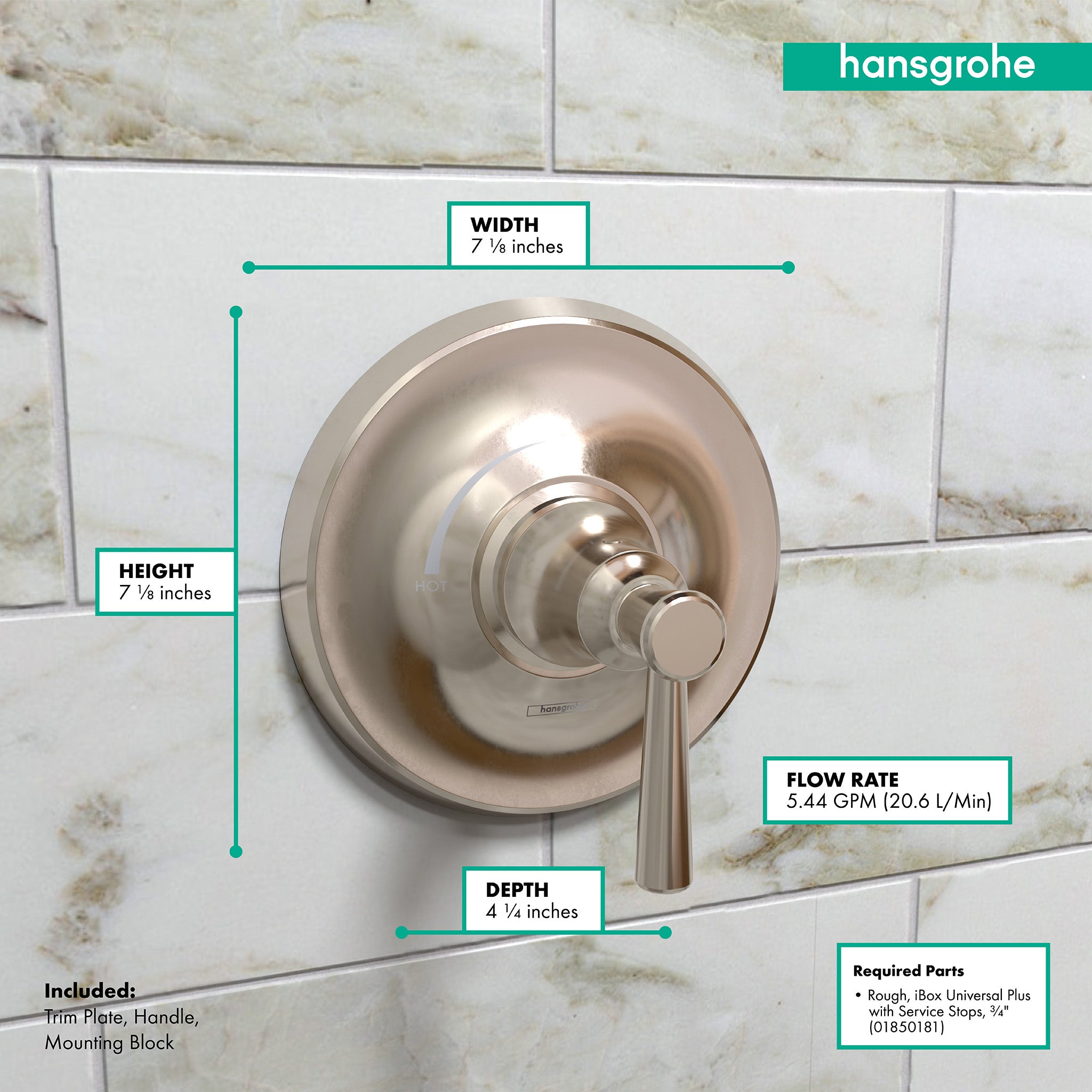 HANSGROHE 04779830 Joleena Pressure Balance Trim - Polished Nickel