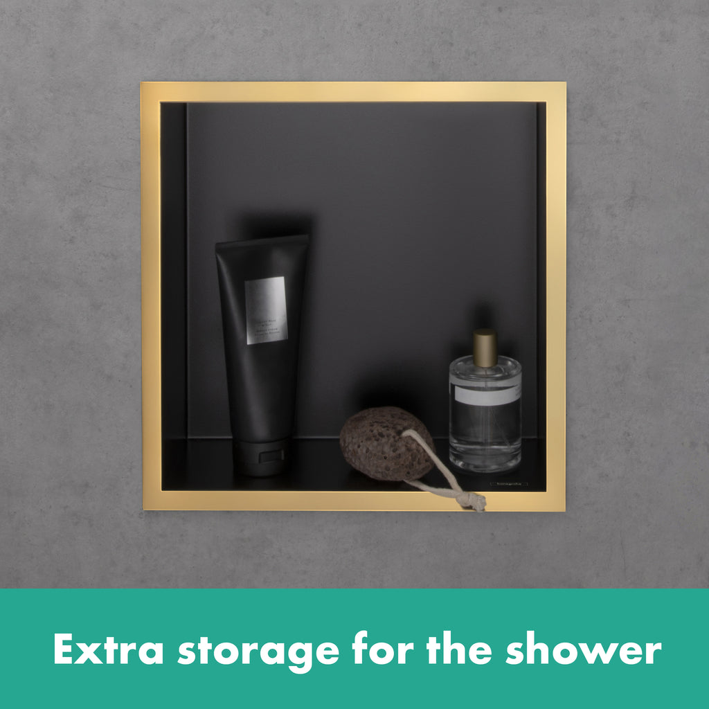 HANSGROHE 56097700 XtraStoris Individual Wall Niche Brushed Stainless Steel with Design Frame 12"x 12"x 4" - Matte White