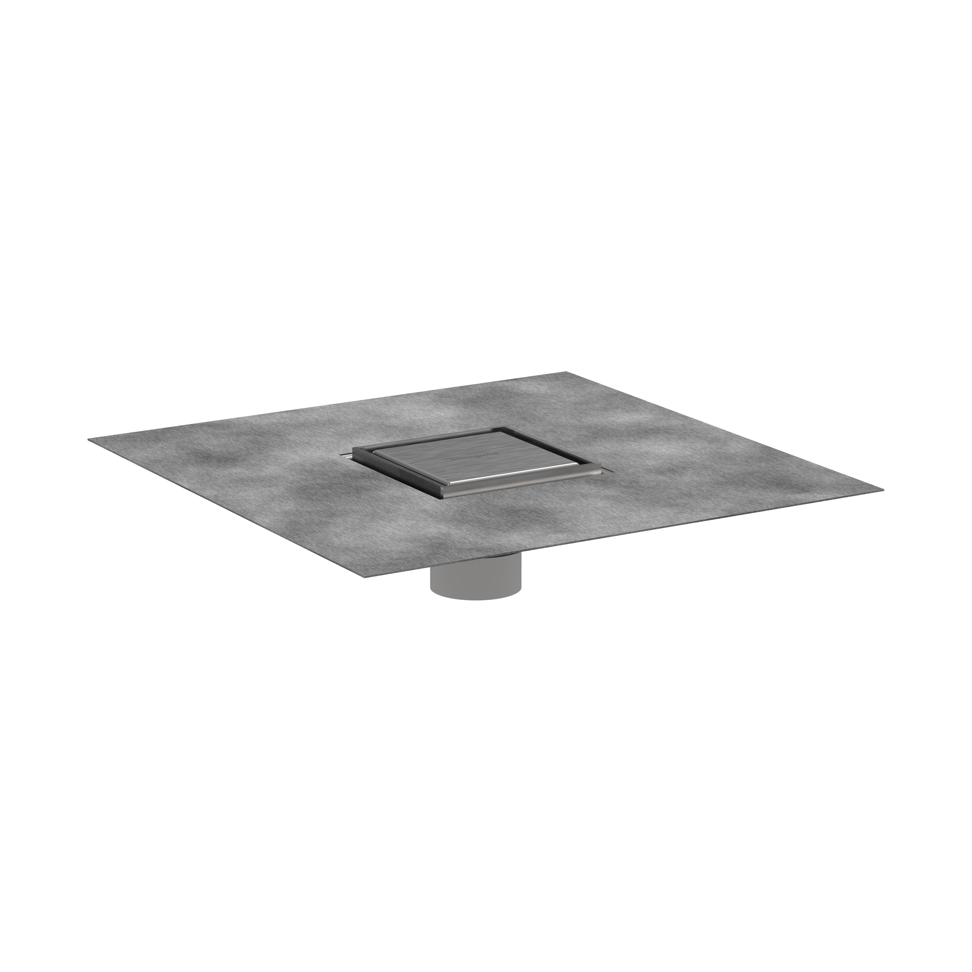 HANSGROHE 56130801 RainDrain Brilliance Point Drain Set 4"x 4" Trim Tileable Rear Cover and Rough - Brushed Stainless Steel