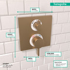HANSGROHE 15714141 Ecostat Square Thermostatic Trim with Volume Control and Diverter - Brushed Bronze