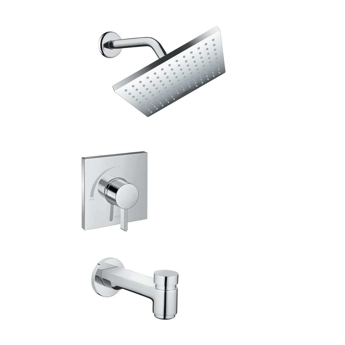 Hansgrohe 04961000 Vernis Shape Tub and Shower Trim Package with 2.5 GPM Single Function Shower Head in Chrome