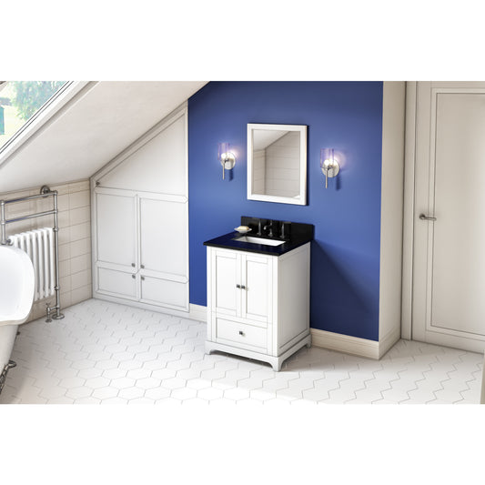 JEFFREY ALEXANDER VKITADD24WHBGR 24" White Addington Vanity, Black Granite Vanity Top, undermount rectangle bowl , White