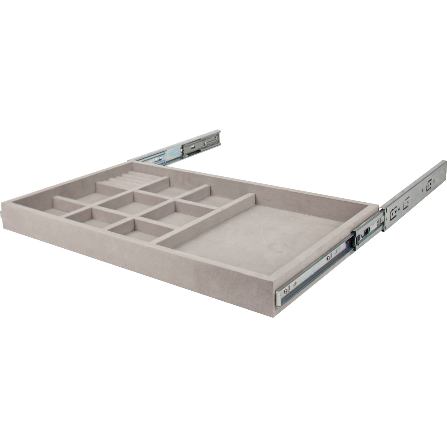 HARDWARE RESOURCES JD1-24R-GR Grey Felt 10-Compartment Jewelry Organizer Drawer - Grey