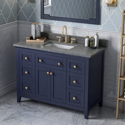 JEFFREY ALEXANDER VKITCHA48BLBOR 48" Hale Blue Chatham Vanity, Boulder Cultured Marble Vanity Top, undermount rectangle bowl - Hale Blue