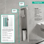 HANSGROHE 56060700 XtraStoris Rock Recessed Toilet Brush Holder with Shelf & Tileable Door - Matte White