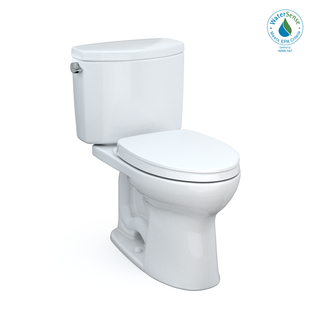 TOTO MS454124CEFG#01 Drake Ii Two-Piece Elongated 1.28 Gpf Universal Height Toilet With Cefiontect And Ss124 Softclose Seat - Cotton White