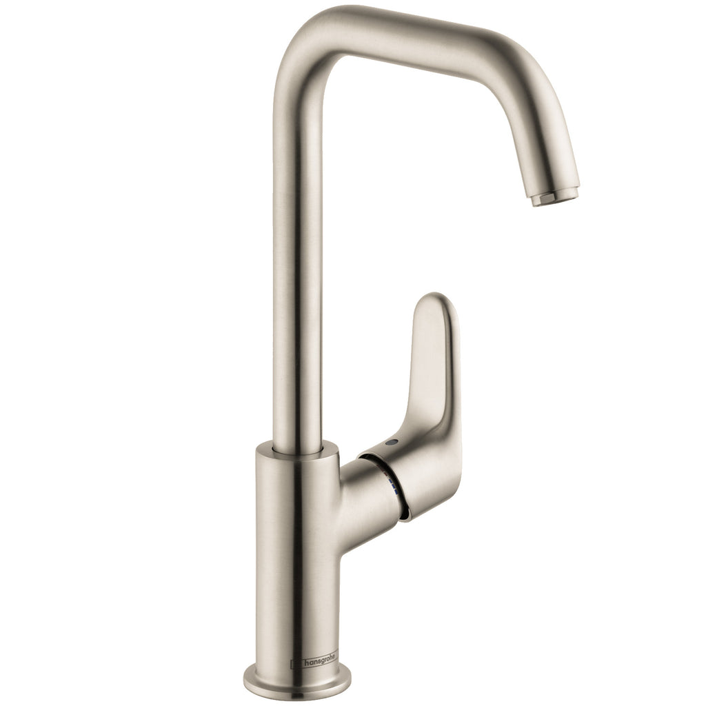 HANSGROHE 31609821 Focus Single-Hole Faucet 240 with Swivel Spout and Pop-Up Drain, 1.2 GPM - Brushed Nickel