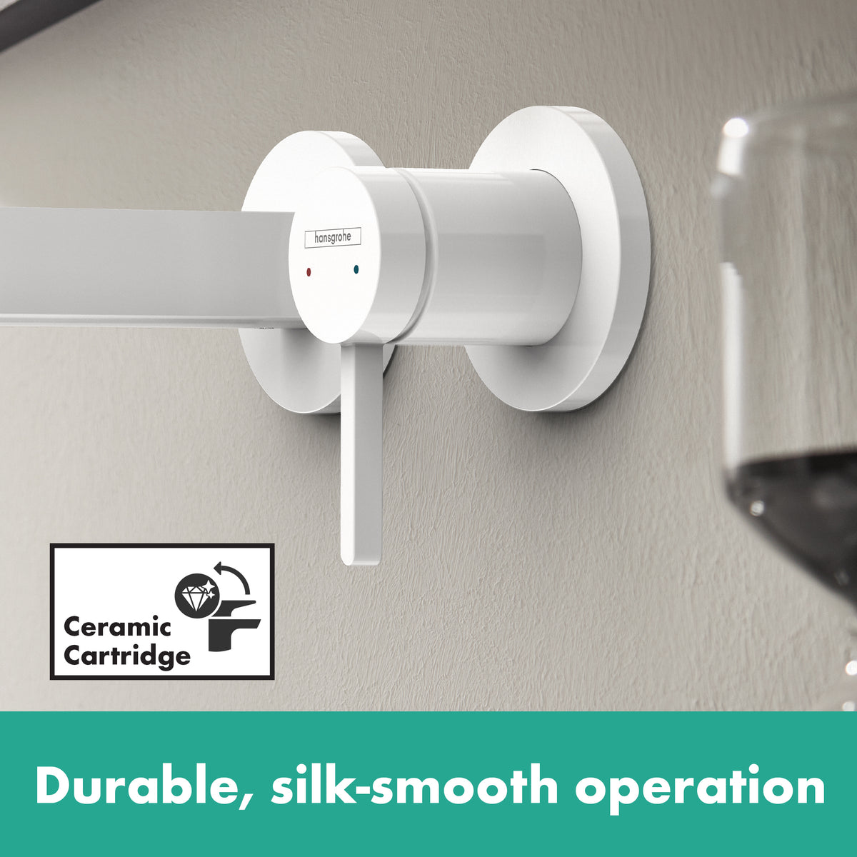 HANSGROHE 76050701 Finoris Wall-Mounted Single-Handle Faucet Trim, 1.2 GPM - Matte White