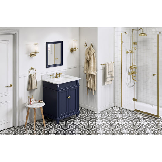 JEFFREY ALEXANDER VKITDOU30BLWCR 30" Hale Blue Douglas Vanity, White Carrara Marble Vanity Top, undermount rectangle bowl - Hale Blue