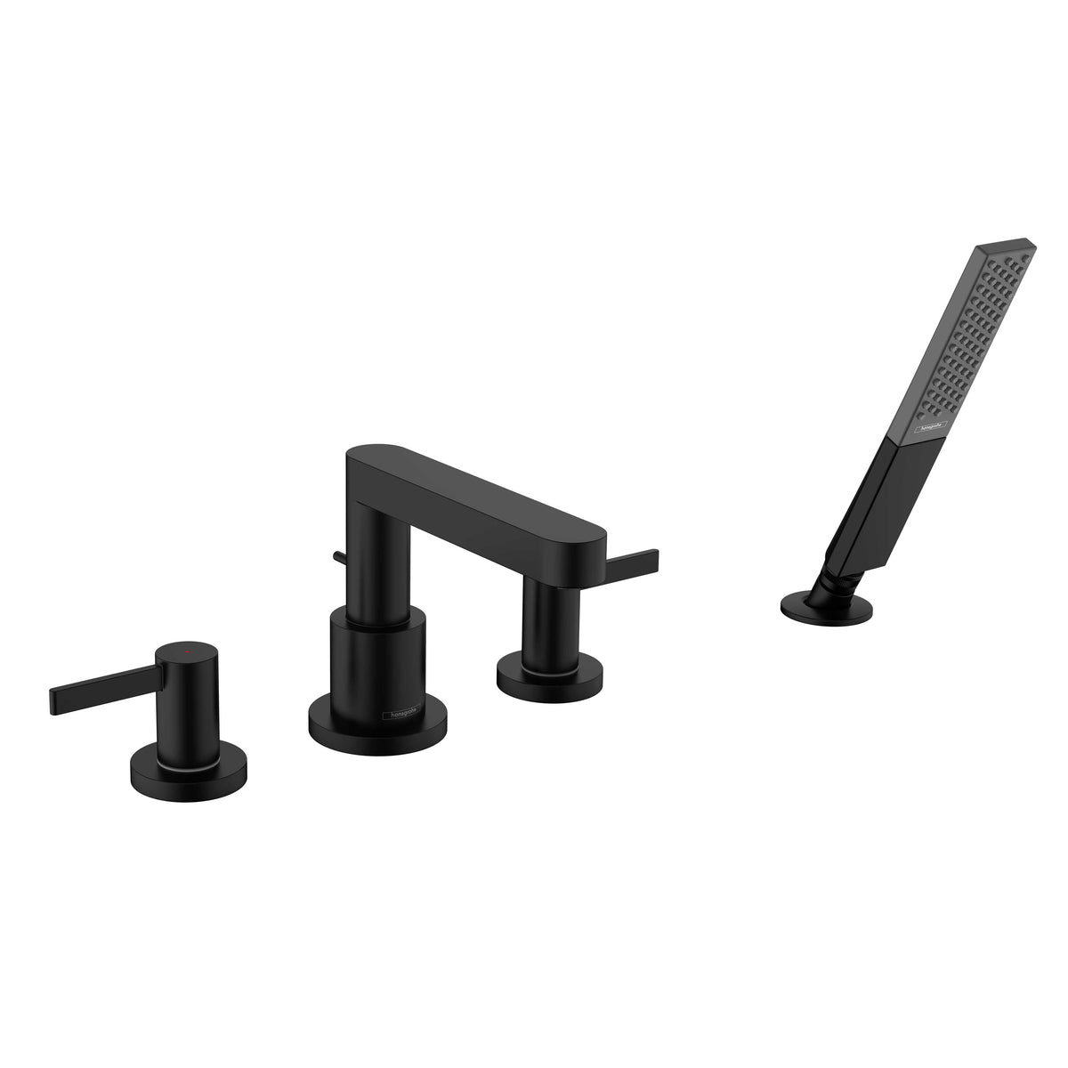 HANSGROHE 76443671 Finoris 4-Hole Roman Tub Set Trim with 1.75 GPM Handshower - Matte Black
