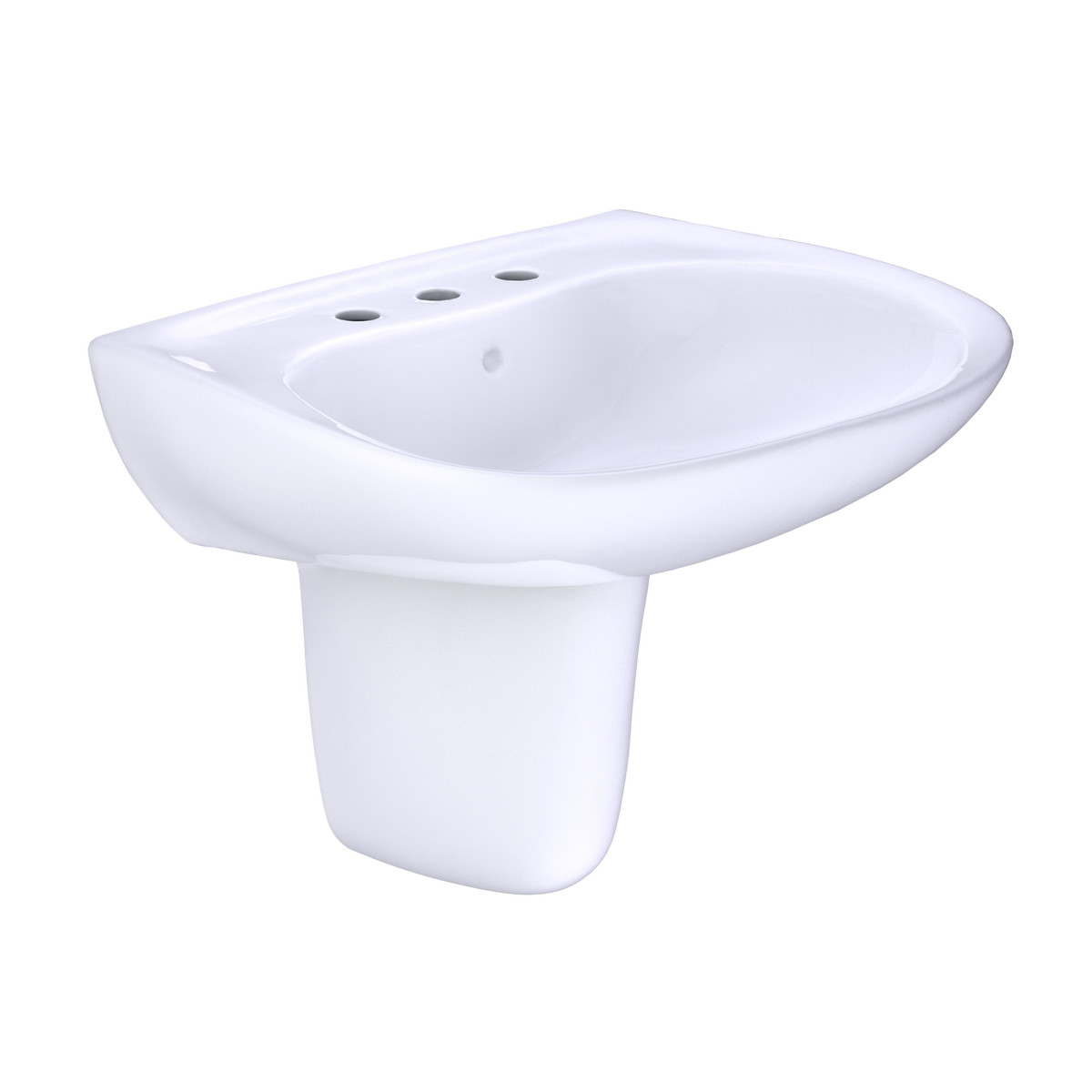TOTO LHT242.8G#01 Prominence Oval Wall-Mount Bathroom Sink With Cefiontect And Shroud For 8 Inch Center Faucets - Cotton White