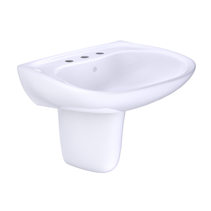 TOTO LHT242.8G#01 Prominence Oval Wall-Mount Bathroom Sink With Cefiontect And Shroud For 8 Inch Center Faucets - Cotton White
