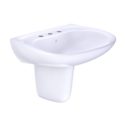 TOTO LHT242.8G#01 Prominence Oval Wall-Mount Bathroom Sink With Cefiontect And Shroud For 8 Inch Center Faucets - Cotton White