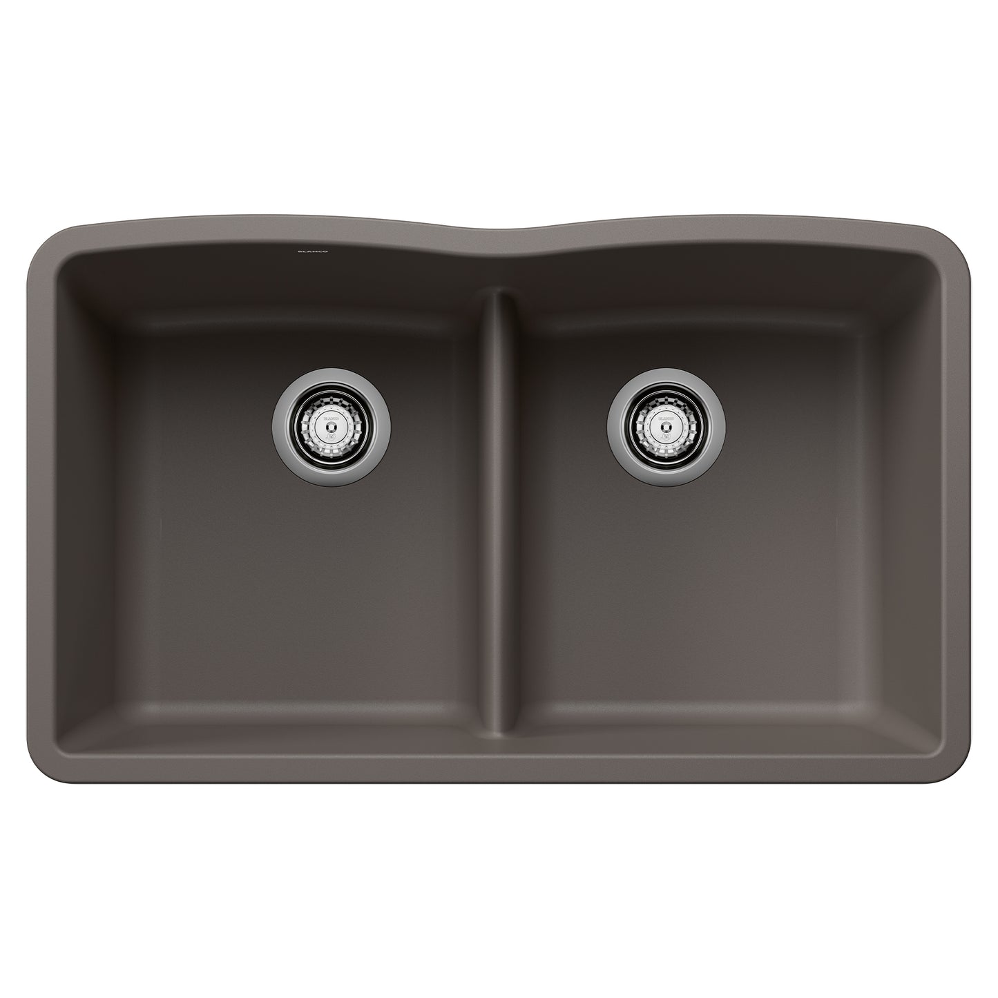 BLANCO 443106 Diamond Diamond SILGRANIT 32" 50/50 Double Bowl Undermount Kitchen Sink with Low Divide - Volcano Gray in Volcano Gray