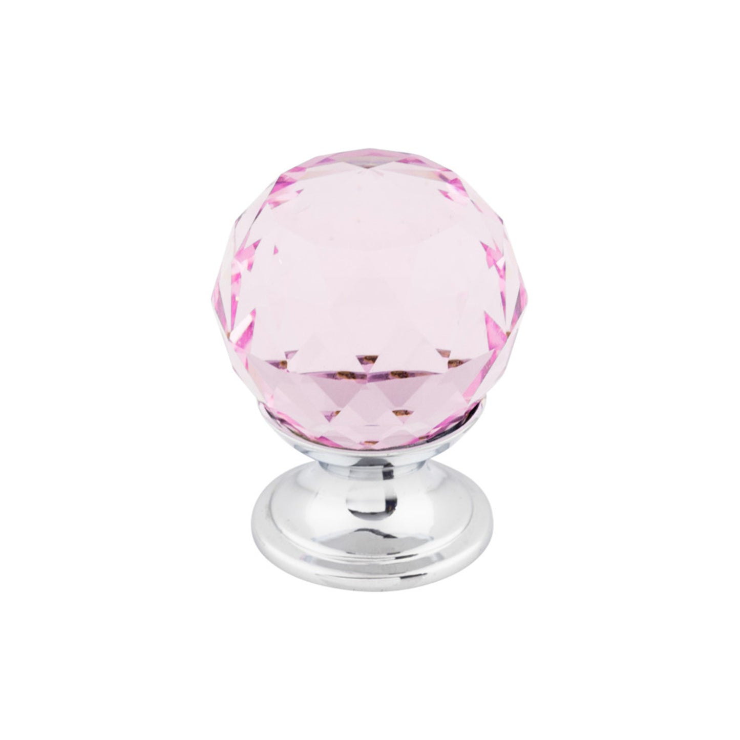 TOP KNOBS TK117PC Pink Crystal 1 1/8" Diameter Round Knob - Polished Chrome