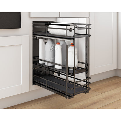 HARDWARE RESOURCES SWS-DBPO5BN 5" Black Nickel STORAGE WITH STYLE® Metal "No Wiggle" Under Drawer Soft-close Base Pullout - Black Nickel