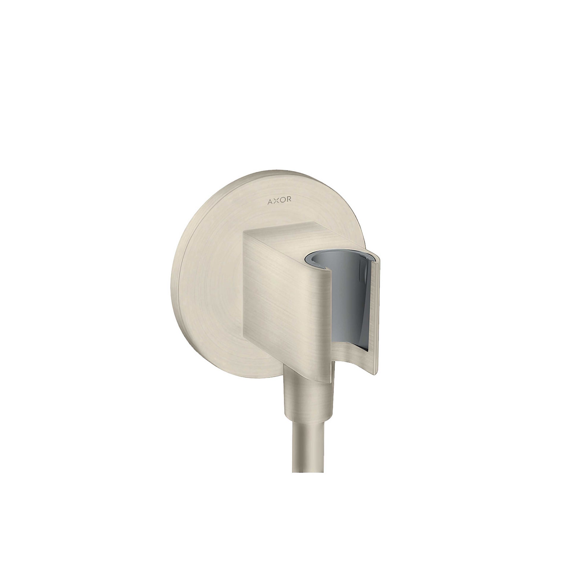 AXOR ShowerSolutions Wall Outlet with Handshower Holder, Round in Brushed Nickel
