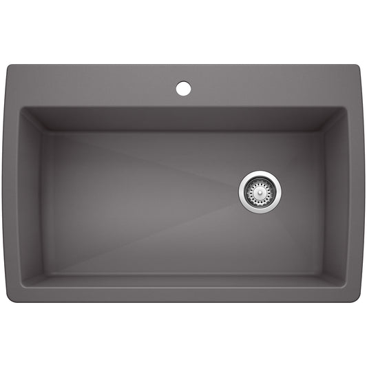 BLANCO 441467 Diamond Diamond SILGRANIT 33.5" Super Single Dual Mount Kitchen Sink - Cinder in Cinder