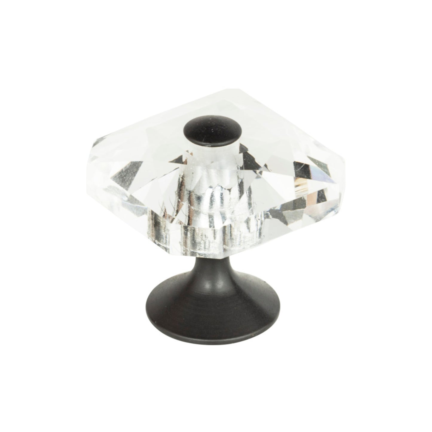 ATLAS 3209-BL Crystal 1 1/2" Length Square Knob - Matte Black