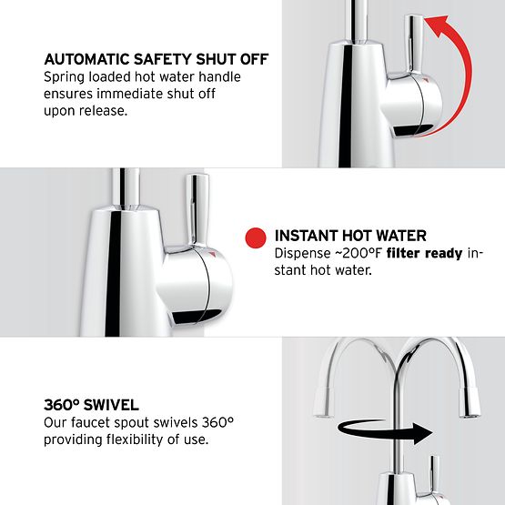 INSINKERATOR H250C-SS Instant Hot Water Dispenser System, Single-Handle Faucet with 2/3-Gallon Stainless Steel Tank
