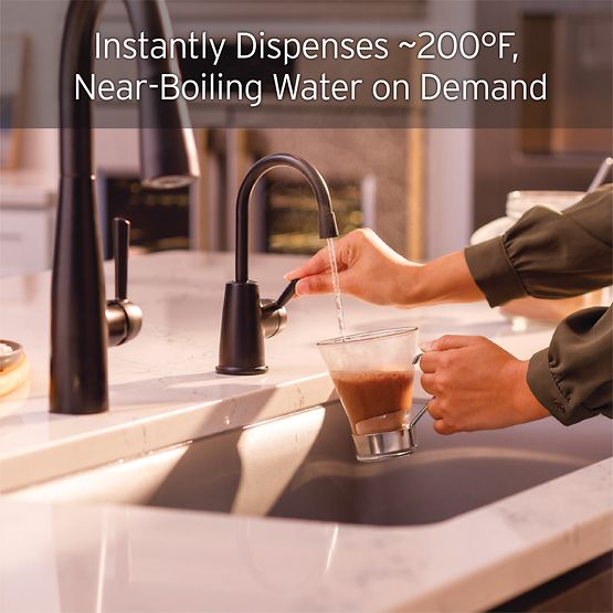 INSINKERATOR 45675B-ISE Instant Hot Water Dispenser System, Single-Handle Faucet with 2/3-Gallon Stainless Steel Tank - H250-MBLK-SS