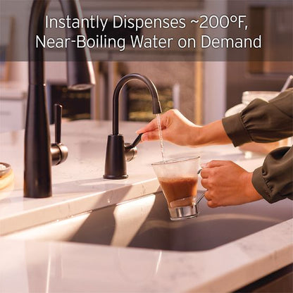 INSINKERATOR 45675B-ISE Instant Hot Water Dispenser System, Single-Handle Faucet with 2/3-Gallon Stainless Steel Tank - H250-MBLK-SS